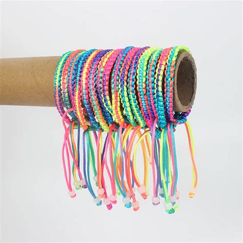 50pcs 6mm Width Colorful Braid Cord Friendship Bracelets Bracelets & Bangles & Pulsera Wholesale ...