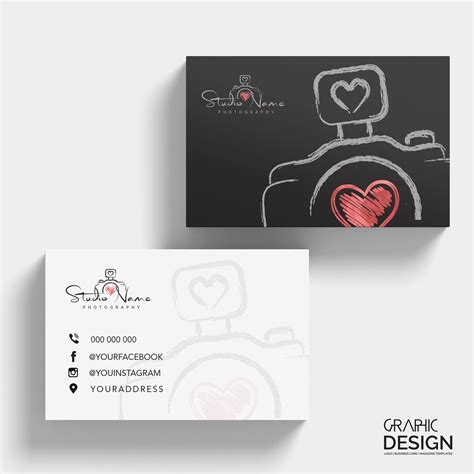 Photography Logo Business Card Design, Premade Logo, Studio Logo, Heart ...