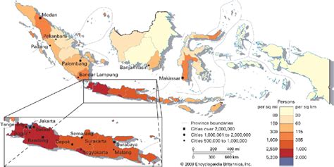 Map of population density of Indonesia Source: Encyclopaedia Britannica... | Download Scientific ...