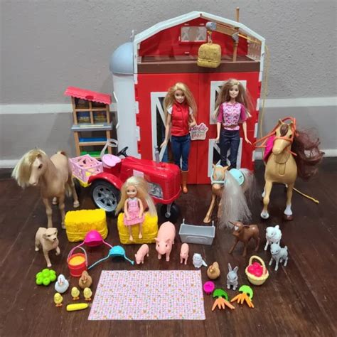 BARBIE SWEET ORCHARD Farm Playset with Barn Animals Tractor Dolls Accessories $99.99 - PicClick