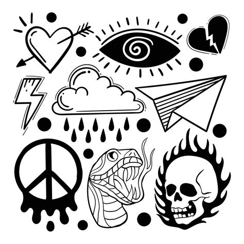 Elements hand drawn doodle vintage for tattoo sticker etc 7391329 Vector Art at Vecteezy