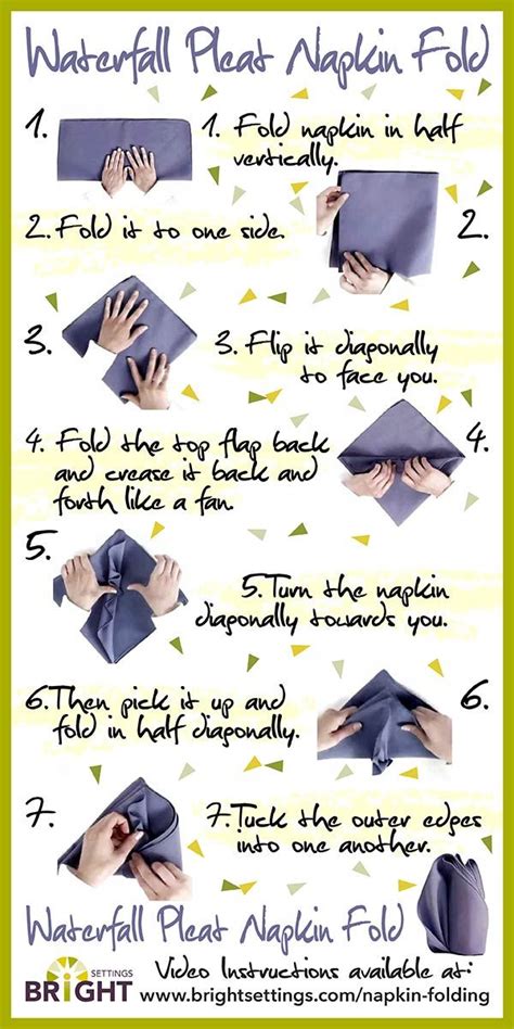 Napkin Folding Instructions for the Waterfall Pleat Napkin Fold | Napkin folding, Fold, Diy ...