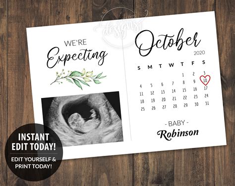 Pregnancy Announcement Printable Card Baby Announcement to | Etsy