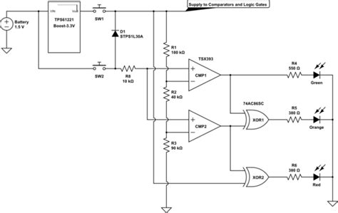 Circuito probador de batería con 3 LEDS - Electronica