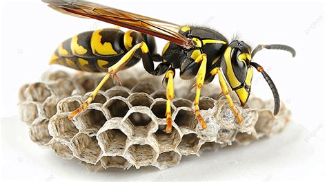 Wasp And Wasp Nest In Nature On White Background, Animal, Bee, Black ...