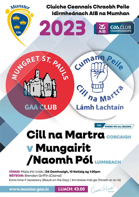 2023 AIB Munster Club IFC Final – Cill na Martra (Cork) 3-12 Mungret St. Pauls (Limerick) 0-10 ...