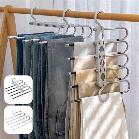 Trouser Hanger Space Saving 5 In 1 Non-Slip Multifunctional Pants Rack ...