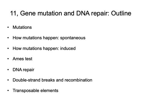 Answered: 11, Gene mutation and DNA repair:… | bartleby