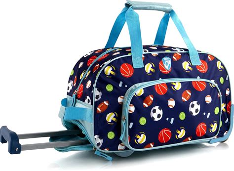 Amazon.com | Kids 18 Inch Rolling Duffel Bag Shoulder Bag - Sports [Blue] | Travel Duffels