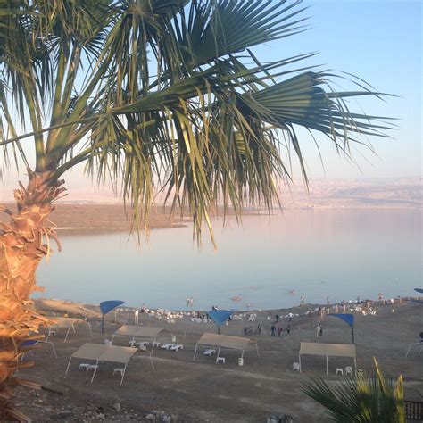 Kalia Beach, Dead Sea, where the lowest bar in the world is located at 417 meters below sea ...