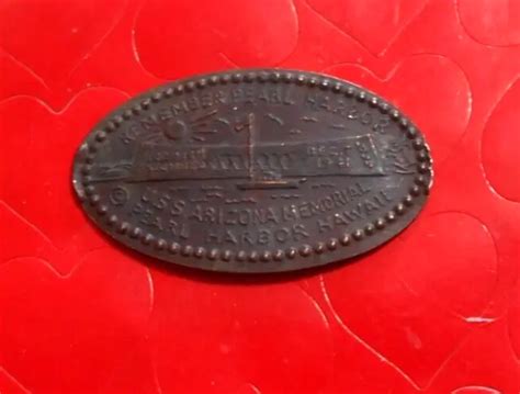 USS ARIZONA MEMORIAL elongated penny Pearl Harbor Hawaii USA cent ...