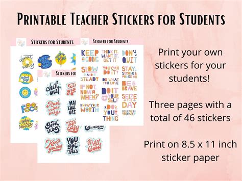 Printable Motivational Teacher Stickers, Inspirational Stickers, Student Stickers, PYO Stickers ...