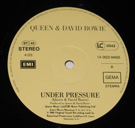 Queen & David Bowie Under Pressure English Pop Album Cover Gallery & 12" Vinyl LP Discography ...