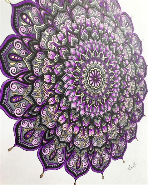 Purple and metallic gold mandala | Gold mandala, Mandala, Mandala art