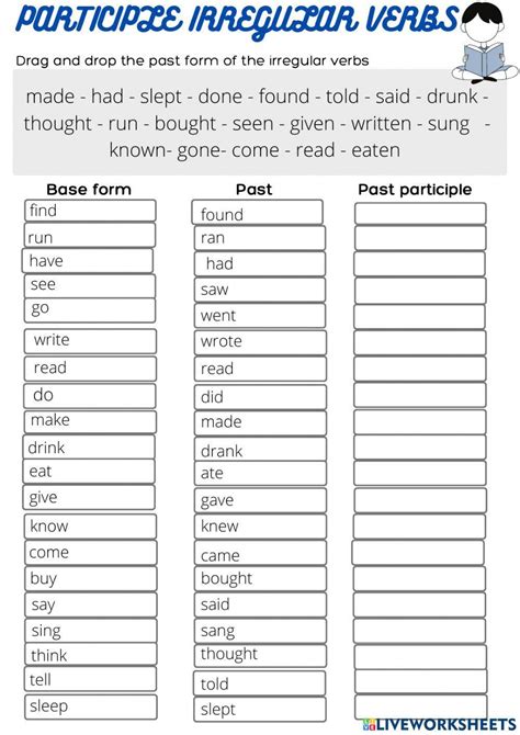 Irregular Verbs - Past Simple and Past Participle worksheet | Live ...