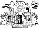 Halloween Haunted House Coloring Page  Free Printable Pages sketch template