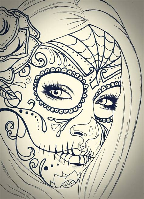 Skull girl sketch by carldraw on DeviantArt | Skull girl tattoo, Sugar skull drawing, Skull art ...