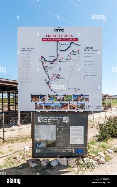 Kakamas, South Africa - Feb 25, 2023: An information board at the Pienk ...