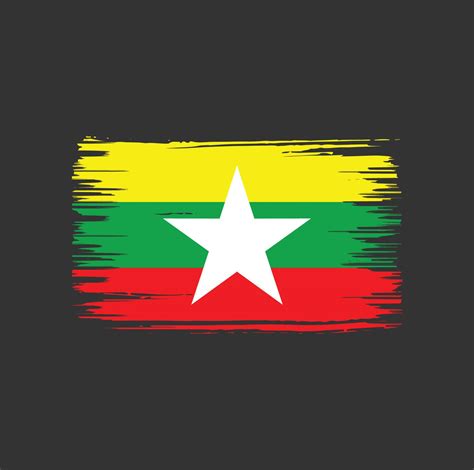 Myanmar Flag Brush Design. National Flag 6316151 Vector Art at Vecteezy