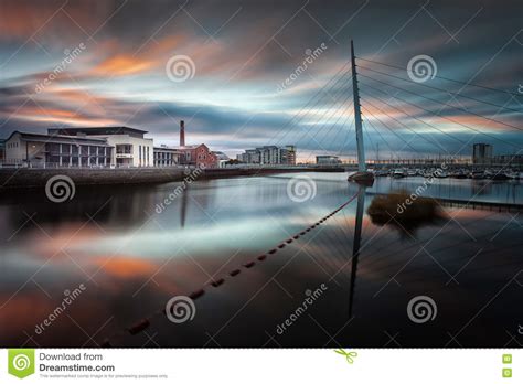 River Tawe and Swansea Sail Bridge Editorial Photography - Image of ...