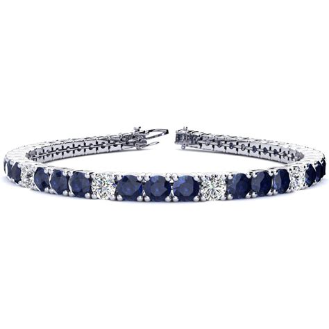 SuperJeweler - 11 1/4 Carat Sapphire and Diamond Alternating Tennis Bracelet In 14 Karat White ...