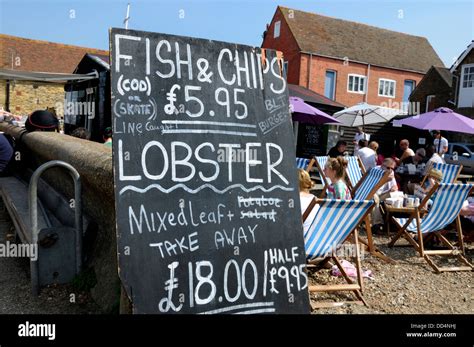 Whitstable, Kent, England, UK. Fish and chip shop by the beach Stock ...