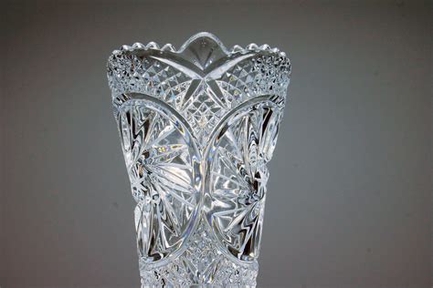 Crystal Footed Bud Vase, Pressed Glass, Pinwheel and Fan, Clear Glass, Wedding Gift, Flower Vase