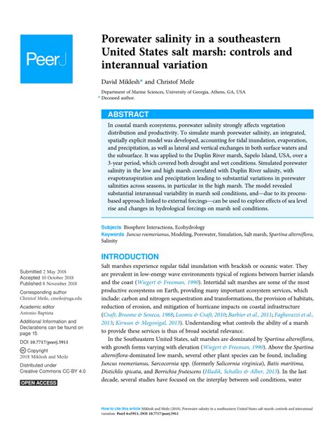 (PDF) Porewater salinity in a southeastern United States salt marsh ...