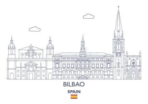 Spain, Bilbao, Basque Country Architecture Line Skyline Illustration ...