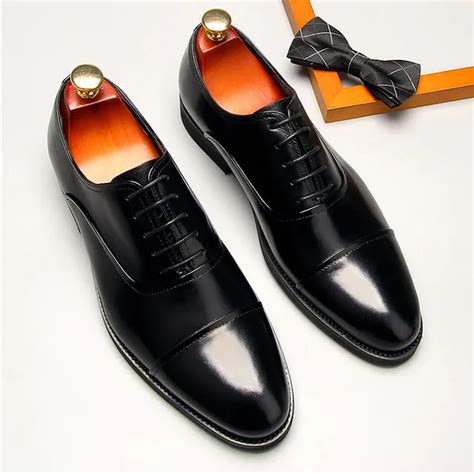 All Season Men Pointed Toes Genuine Leather Basic Leather Dress Shoes ...