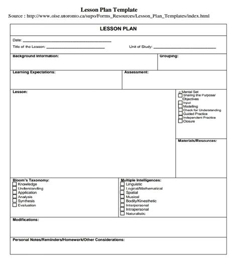 A lesson plan template | Download Scientific Diagram