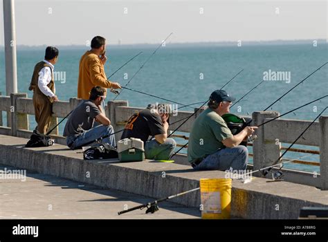 Fishing at Skyway Fishing Pier State Park at Sunshine Skyway Bridge in Florida Tampa ...