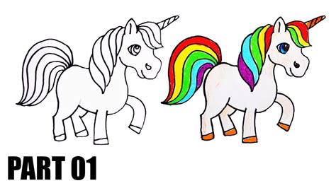 How to Draw Rainbow Unicorn (Part 01) - YouTube