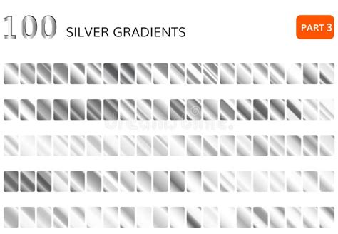 Silver Gradient Set. Metallic Silver Stock Vector - Illustration of ...