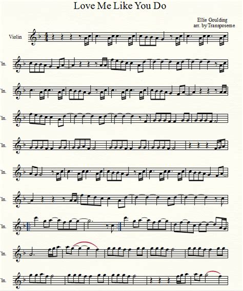 Musical Mania: Love Me Like You Do by Ellie Goulding Violin Sheet Music