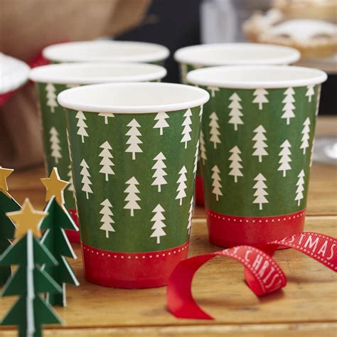 christmas tree pattern paper cups by ginger ray | notonthehighstreet.com