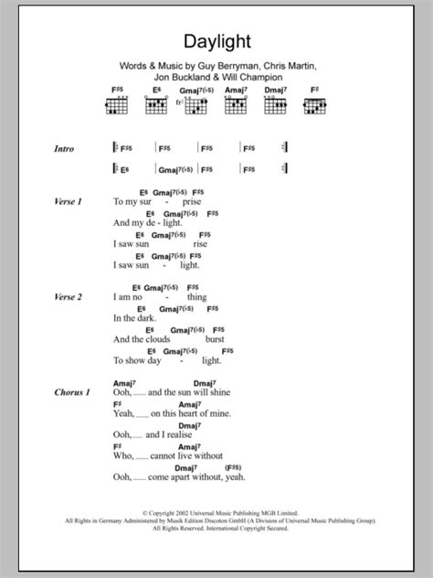 Daylight | Sheet Music Direct