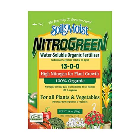 Amazon.com : SoilMoist NitroGreen 100% Organic Fertilizer 14-oz High Nitrogen 13-0-0 for Plant ...