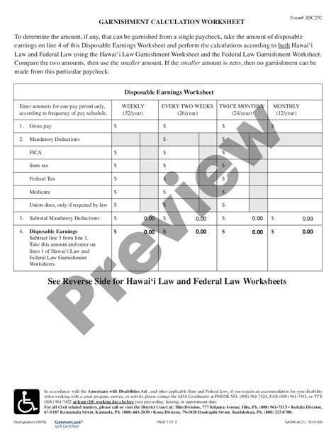 Hawaii Garnishee Calculation | US Legal Forms