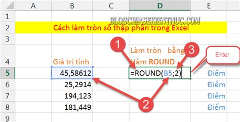 Cập nhật Cách làm tròn số thập phân trong Excel với ROUND. hàm số ...