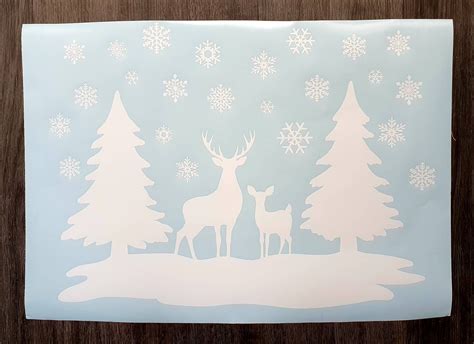 Christmas Window Decal | Easy To Apply | Reindeer Forest | Magical ...