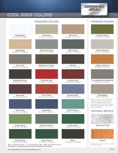 Standing_Seam_Roofing_Color_Chart - Custom-Bilt Metals - PDF Catalogs | Documentation | Brochures