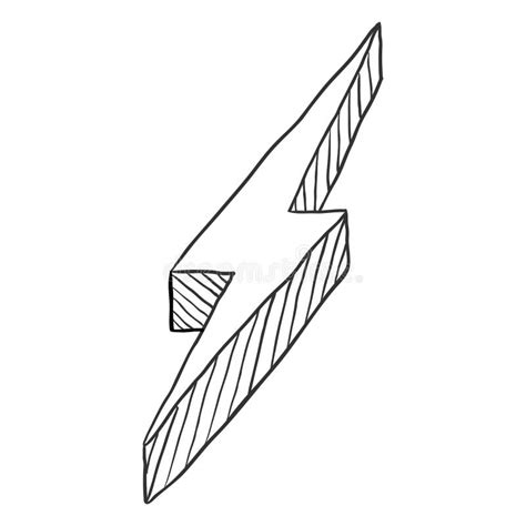 Vector Black Sketch Thunderbolt Symbol on White Background Stock Vector - Illustration of drawn ...