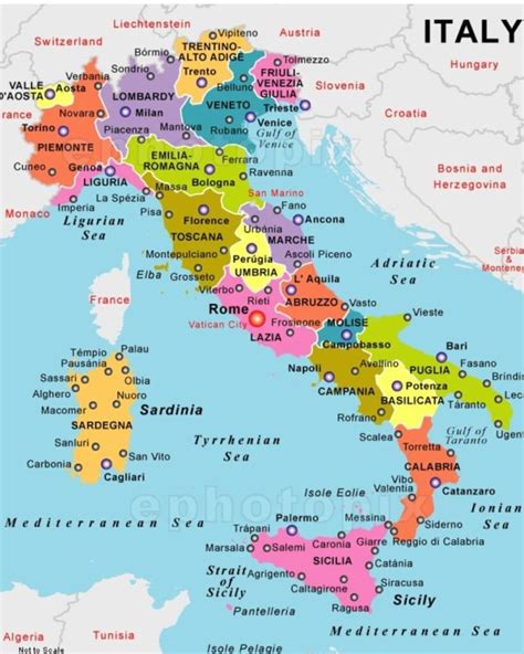 Mapa de Italia físico y político - Queverenitalia.com