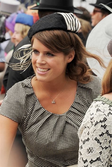 Princess Eugenie of York smiled in her fascinator. | Stars and Royals Celebrate Queen Elizabeth ...