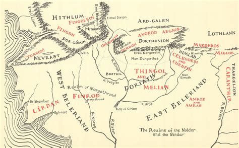 Realms of Noldor & Sindar. Beleriand Middle-earth Silmarillion. TOLKIEN ...