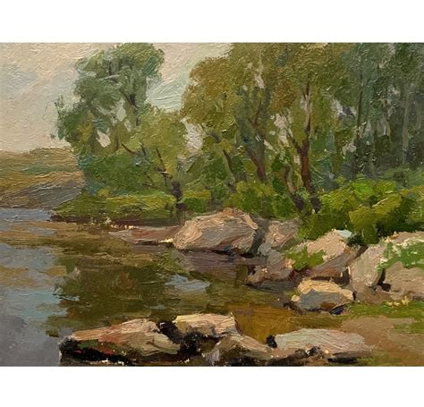 SUMMER RIVER LANDSCAPE Vintage Original Oil Painting by Ukraine Artist ...