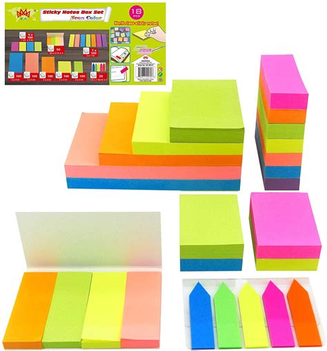 4A Sticky Notes Value Pack, Neon Assorted The Most Commonly Used Sizes in One PP Box,Self-Stick ...