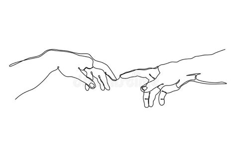 Continuous One Line Drawing of Hands Going To Touch Together. One Line Art of Touching Fingers ...