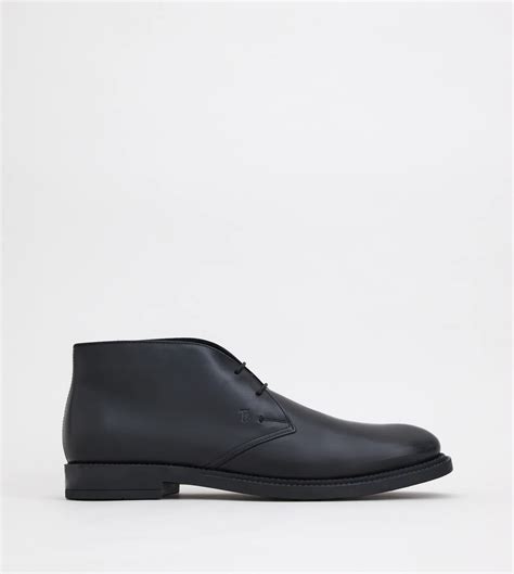 TOD'S Black Desert Boots in Leather - LUXINABOX